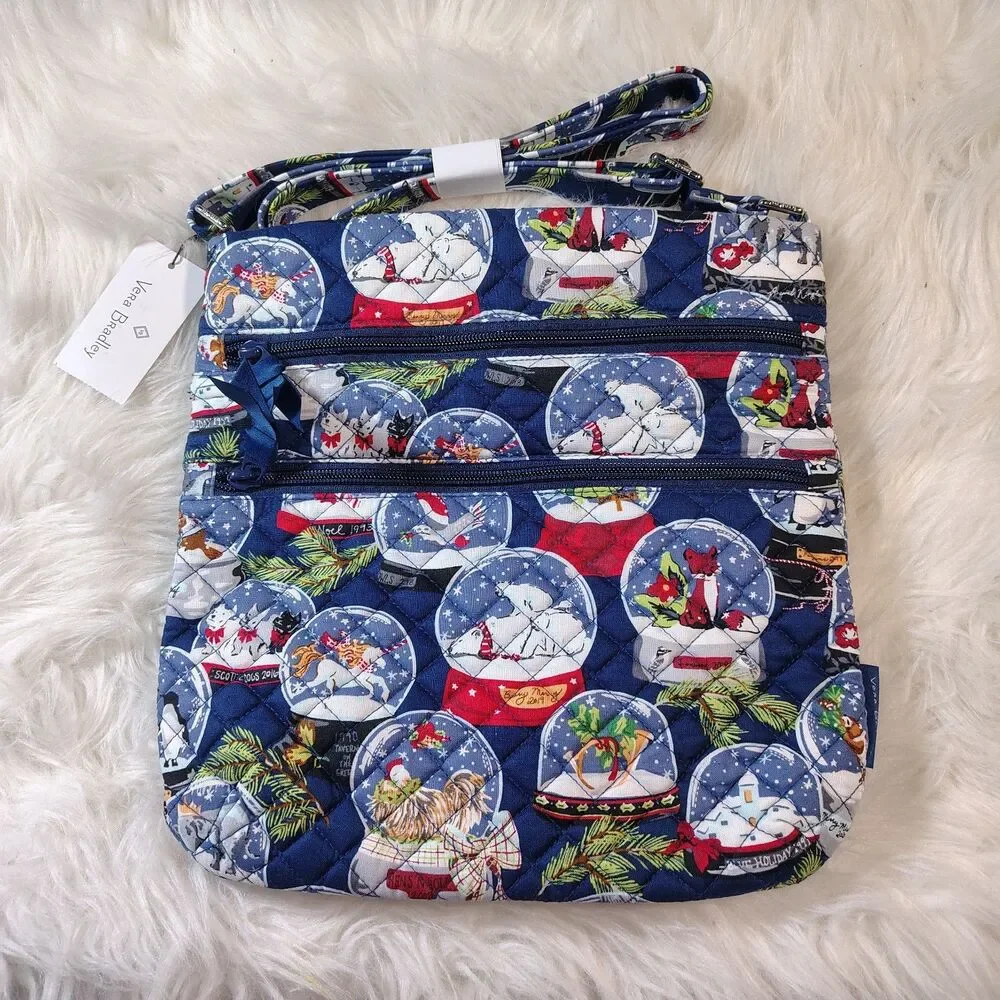 Vera Bradley Snow Globes Triple Zip Hipster  Purse NWTS